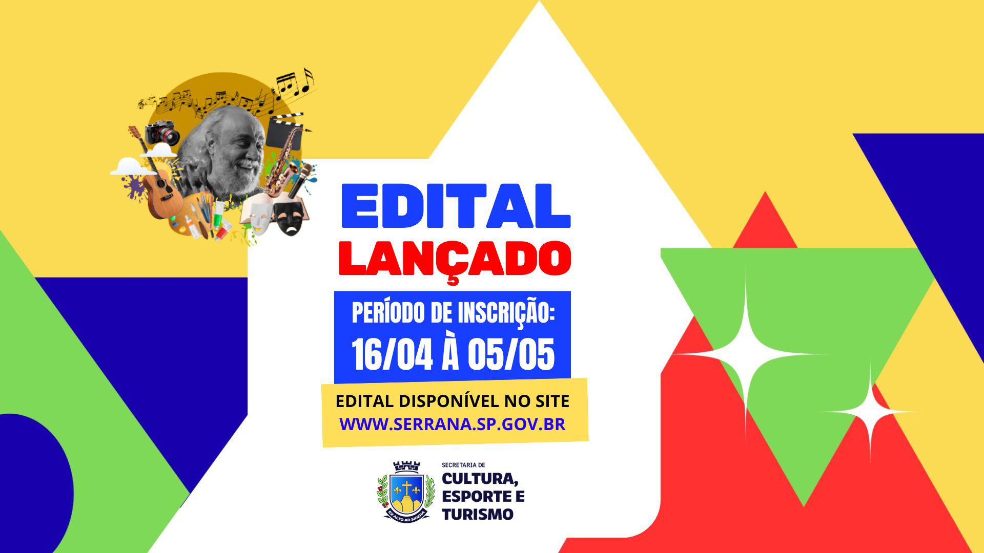 SECRETARIA DE CULTURA, ESPORTES E TURISMO LANÇA EDITAL DE CHAMAMENTO PÚBLICO PARA FOMENTO À CULTURA. INSCRIÇÕES VÃO ATÉ DIA 05 DE MAIO DE 2026.