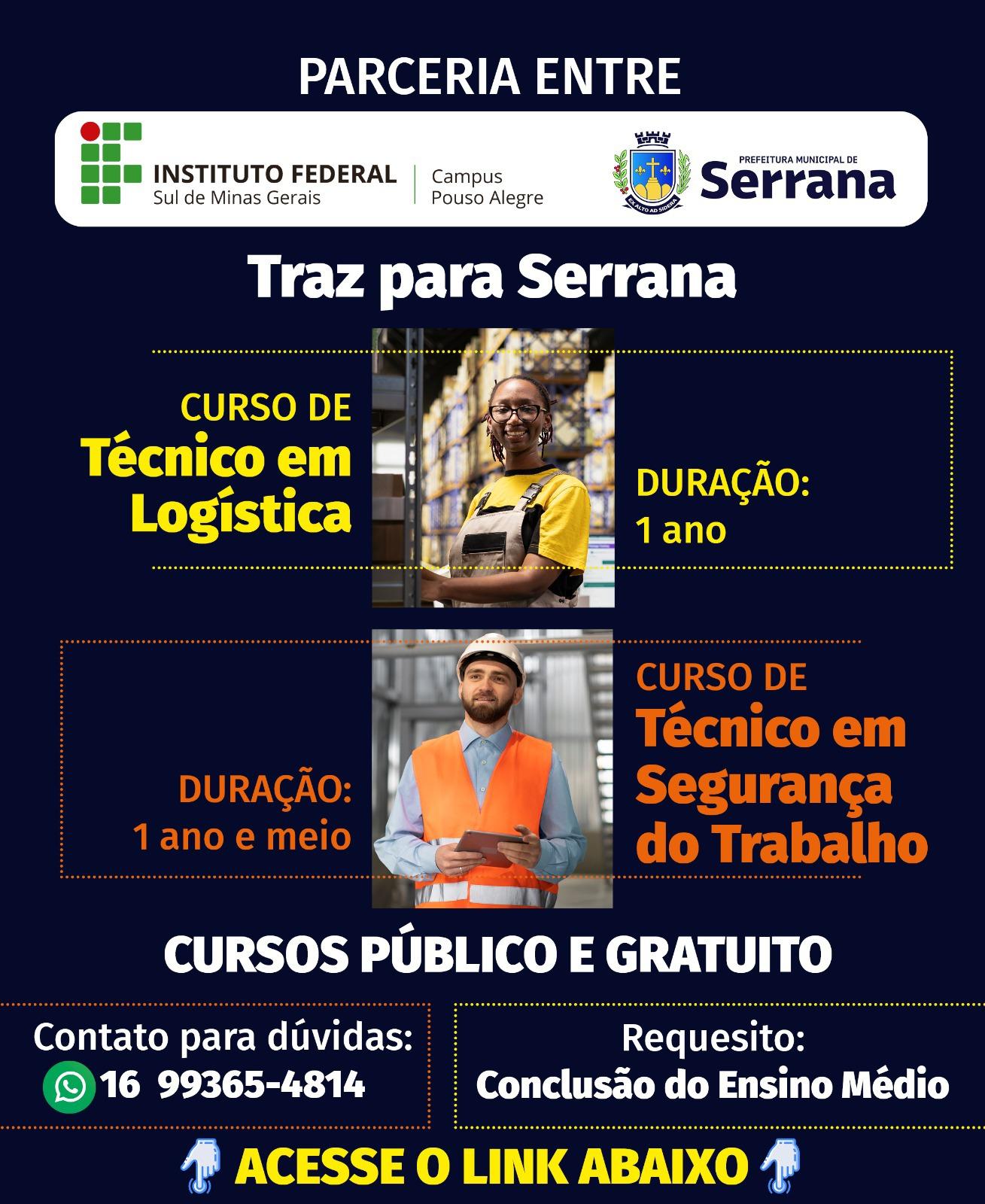 Parceria entre Instituto Federal Sul de Minas Gerais e Prefeitura Municipal traz para Serrana cursos EAD públicos e gratuitos
